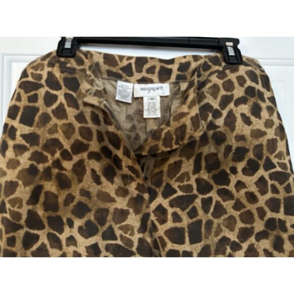 Easy Spirit Silk Linen Blend Cropped Pants Animal Print Brown Size 14 SKU 28 - Picture 7 of 11